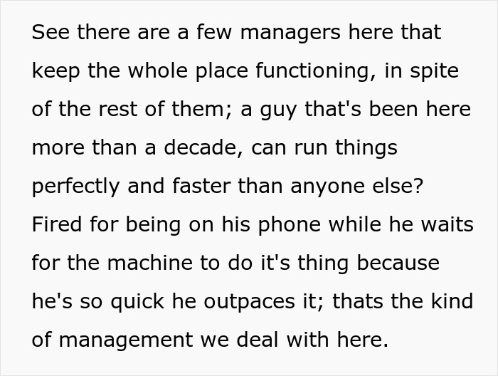 Management Criticizes Worker For Taking “Longer Breaks” Although He Works Through His Usual Ones, Is Surprised When Equipment Starts Breaking Management Criticizes Worker For Taking “Longer Breaks” Although He Works Through His Usual Ones, Is Surprised When Equipment Starts Breaking