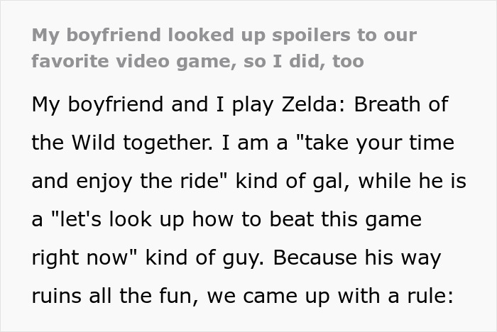 Woman Shares Wholesome Story Of How She Taught Her Boyfriend A Lesson To Not Spoil The Games They Play Together Woman Shares Wholesome Story Of How She Taught Her Boyfriend A Lesson To Not Spoil The Games They Play Together
