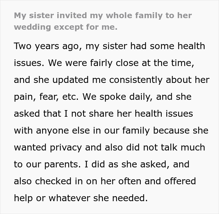"She Said That My Anxiety Over Her Health Issues Was Too Much": Family Drama Arises As Woman Cuts Off Contact With Her 'Too Intrusive' Sibling "She Said That My Anxiety Over Her Health Issues Was Too Much": Family Drama Arises As Woman Cuts Off Contact With Her 'Too Intrusive' Sibling