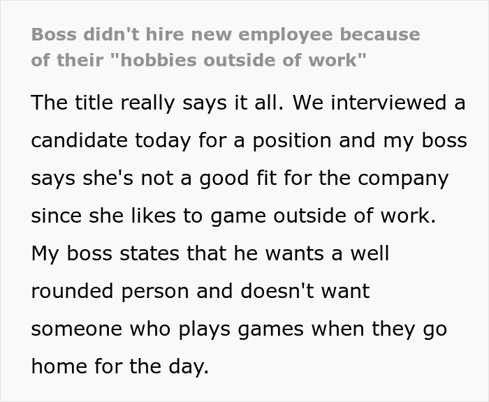 Bosses provoke anger online instead of hiring women just because they play video games in their spare time