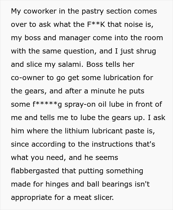 Angry Boss Belittles Employee For Following Exact Meat Slicer Cleaning Instructions, Gets Slapped With Malicious Compliance Angry Boss Belittles Employee For Following Exact Meat Slicer Cleaning Instructions, Gets Slapped With Malicious Compliance