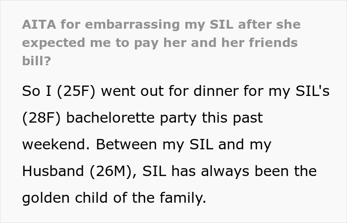 Bride Expects Sister-In-Law To Pay For Her Bachelorette Dinner Because She Makes The Most Money, Gets Called An “Entitled Brat”