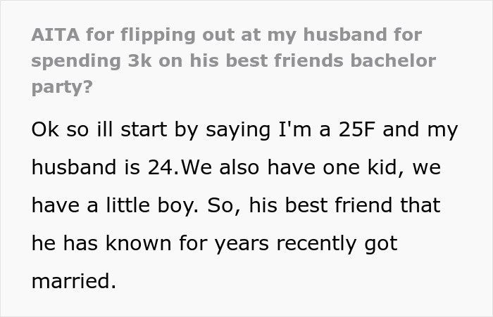 Husband Blows $3,000 At A Friend’s Bachelor Party, Doesn’t See Any Issue With It When Wife Brings It Up Husband Blows $3,000 At A Friend’s Bachelor Party, Doesn’t See Any Issue With It When Wife Brings It Up
