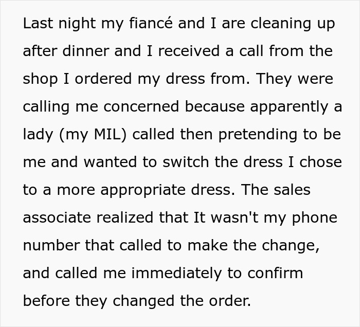 “I Was Livid”: Bride-To-Be Reveals How Her Mother-In-Law Tried To Sabotage Her Wedding Dress “I Was Livid”: Bride-To-Be Reveals How Her Mother-In-Law Tried To Sabotage Her Wedding Dress