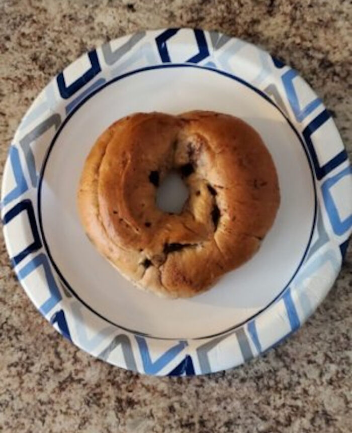 First Morning Bagel Out Of The Package On Valentine's Day
