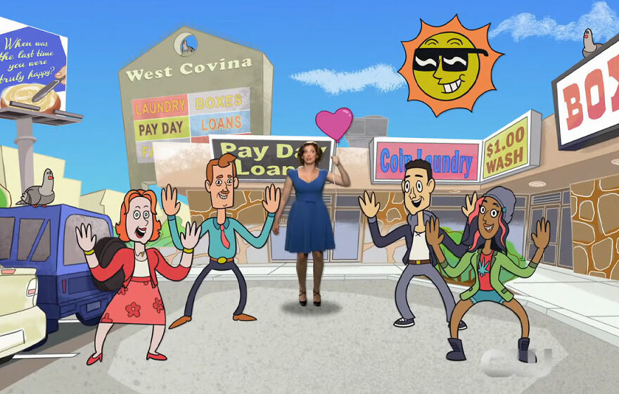 Intro scene of "Crazy Ex-Girlfriend" animated tv show