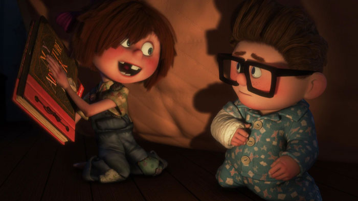 Two animated characters interacting warmly, illustrating relatable cartoon quotes for any life situation.