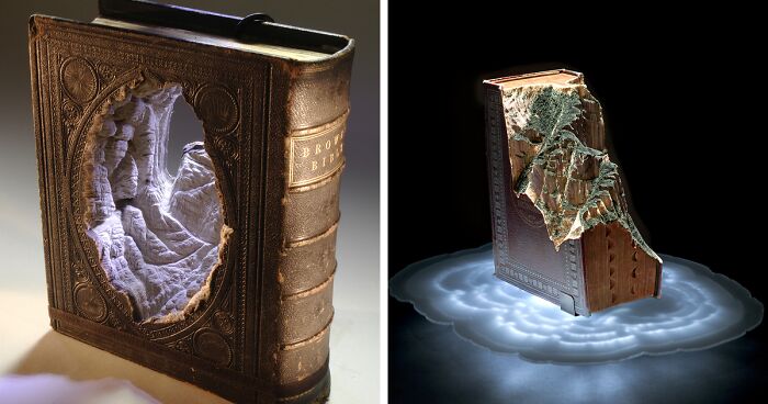 30 Stunning Landscapes That This Artist Created By Carving And Painting Old Books