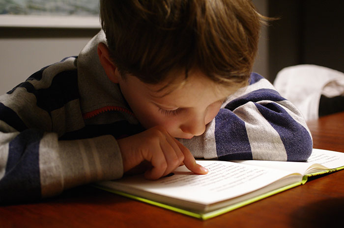 A boy reading book