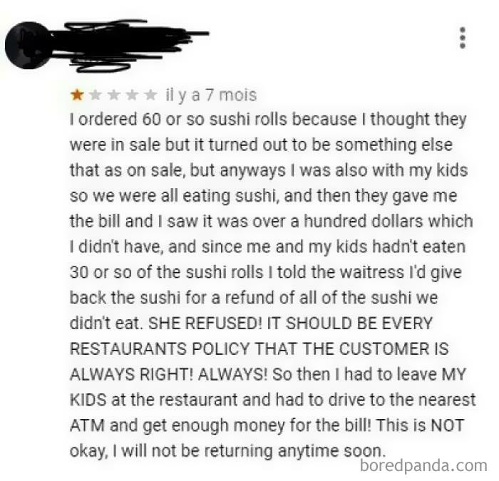 A Restaurant Review I Stumbled On. The Customer Is So Many Kinds Of Wrong