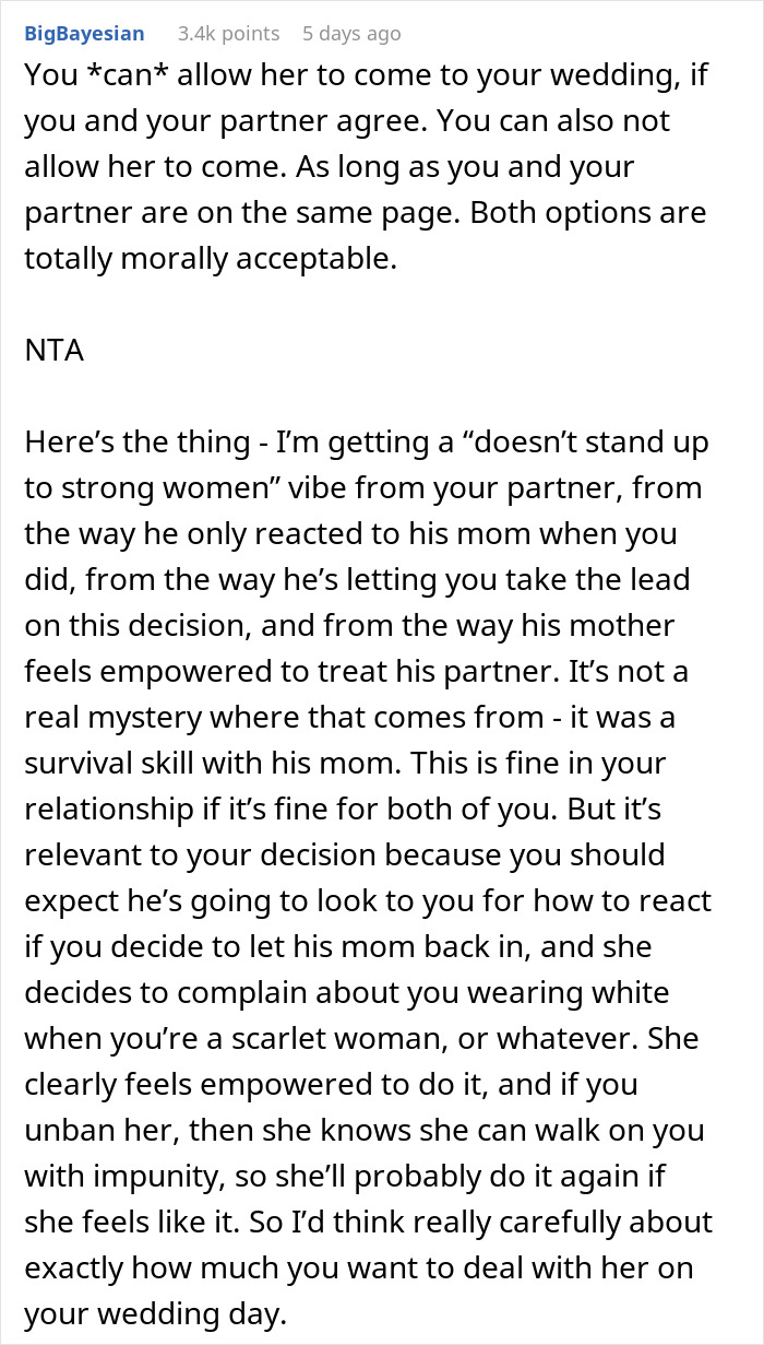 Woman Calls Her Future Daughter-In-Law A 'Used Woman', Is Shocked When She Bans Her From The Wedding Woman Calls Her Future Daughter-In-Law A 'Used Woman', Is Shocked When She Bans Her From The Wedding