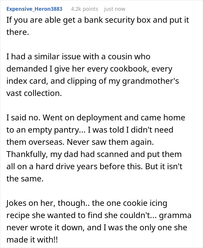 Dad Is Angry At Daughter For Not Sharing Late Mom’s Cookbook With Her Half Sister, Who He Had In An Affair