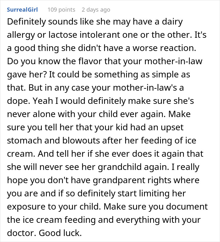 Woman Feeds 2-Month-Old Granddaughter Ice Cream Despite Her Parents Repeatedly Saying No, Is Not Ready For The Consequences Woman Feeds 2-Month-Old Granddaughter Ice Cream Despite Her Parents Repeatedly Saying No, Is Not Ready For The Consequences