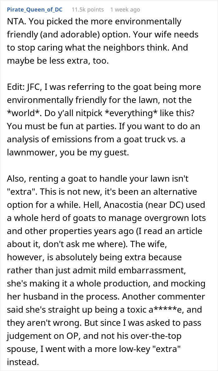 Man Pays His Mate 20 Bucks To Bring His Goat Over So It Can Take Care Of His Overgrown Lawn, Upsets Wife Man Pays His Mate 20 Bucks To Bring His Goat Over So It Can Take Care Of His Overgrown Lawn, Upsets Wife