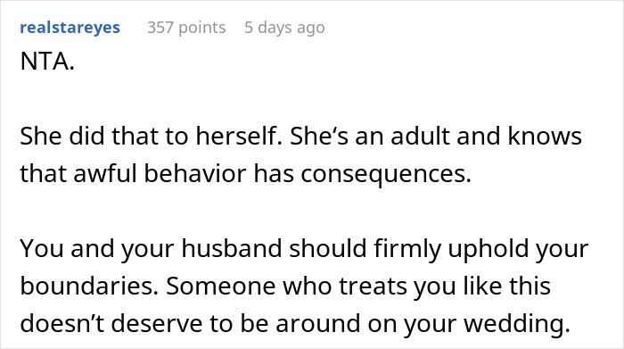 Woman Calls Her Future Daughter-In-Law A 'Used Woman', Is Shocked When She Bans Her From The Wedding Woman Calls Her Future Daughter-In-Law A 'Used Woman', Is Shocked When She Bans Her From The Wedding