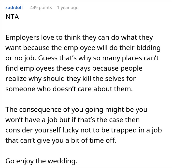 "Tell Me You Are American Without Telling": Woman Stands Up For Her Priorities And Quits Job To Attend Brother's Wedding After Getting Support Online "Tell Me You Are American Without Telling": Woman Stands Up For Her Priorities And Quits Job To Attend Brother's Wedding After Getting Support Online