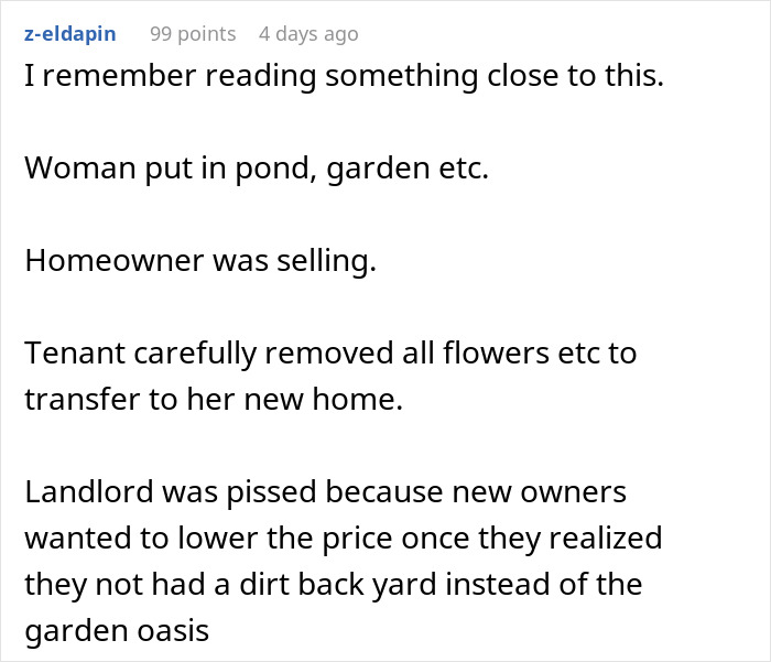 New Landlord Demands Tenants Restore The Garden To Its Original State, Loses It When He Sees It's Now Just A Patch Of Dirt New Landlord Demands Tenants Restore The Garden To Its Original State, Loses It When He Sees It's Now Just A Patch Of Dirt