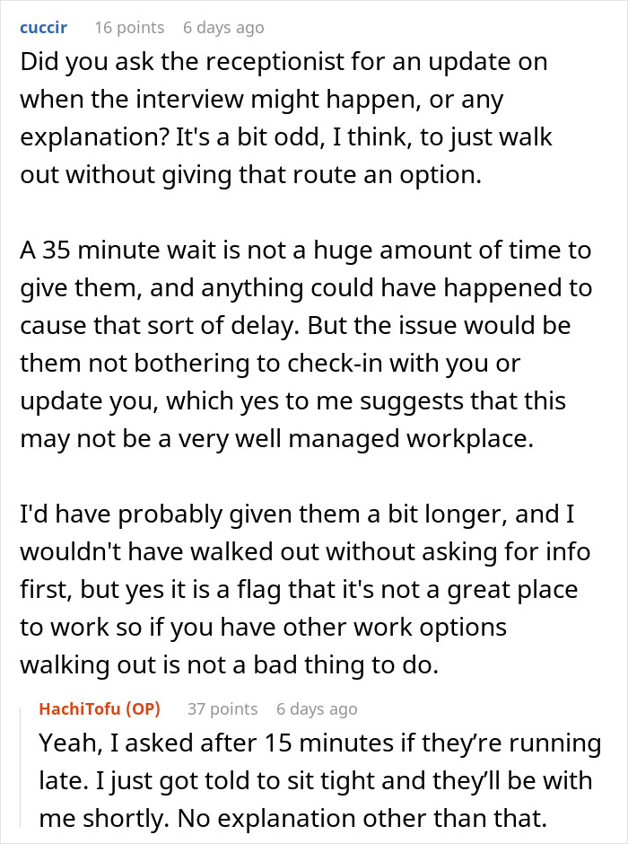 Jobseeker Is Disappointed That Their Interview Is 35 Minutes Late, Realizes The Recruiter Walked Past Him Several Times Jobseeker Is Disappointed That Their Interview Is 35 Minutes Late, Realizes The Recruiter Walked Past Him Several Times