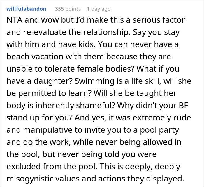 Woman Was About To Check Out In-Laws' New Pool, Only To Learn Women Are Not Allowed To Use It, Refuses To Ever Come Back