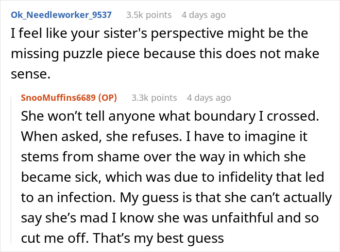 "She Said That My Anxiety Over Her Health Issues Was Too Much": Family Drama Arises As Woman Cuts Off Contact With Her 'Too Intrusive' Sibling "She Said That My Anxiety Over Her Health Issues Was Too Much": Family Drama Arises As Woman Cuts Off Contact With Her 'Too Intrusive' Sibling