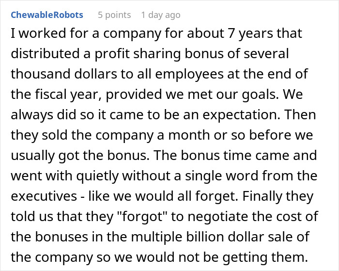 "Thanks For The 2 Years' Free Work": Greedy Execs Take A Project That No One Pays For, Take Away The Bonuses From The Team
