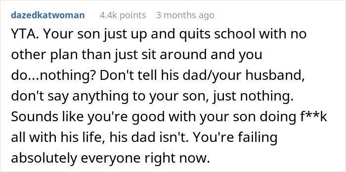 Man Gets Told To Leave When Wife Learned He Gave Son An Ultimatum After Discovering He Dropped Out