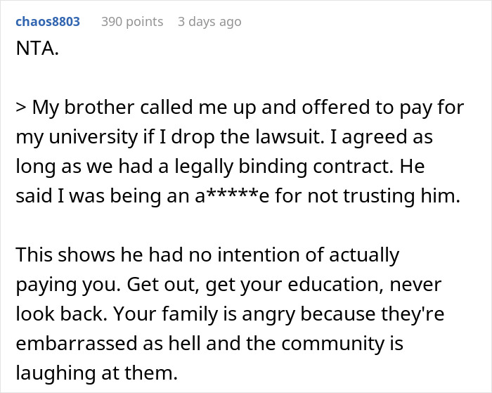 Family Are Furious With Daughter After She Sues Them For Stealing Her College Fund So Their Son Could Have A Grand Wedding Family Are Furious With Daughter After She Sues Them For Stealing Her College Fund So Their Son Could Have A Grand Wedding