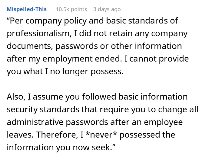Company Demands Passwords From An Employee That Was Fired 4 Years Ago, Threatens To Sue Him