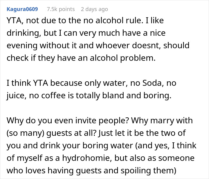 “Am I A Jerk For Having A Dry Wedding And Serving Only Water For Drinks?”: The Internet Gives This Engaged Woman A Reality Check “Am I A Jerk For Having A Dry Wedding And Serving Only Water For Drinks?”: The Internet Gives This Engaged Woman A Reality Check