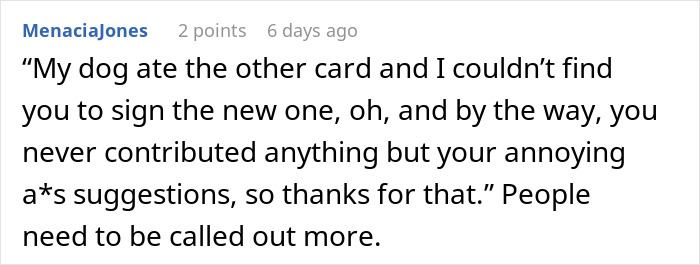 Karen Refuses To Contribute To A Gift For Sick Manager, Throws A Fit When She Doesn't Get Credit For It Karen Refuses To Contribute To A Gift For Sick Manager, Throws A Fit When She Doesn't Get Credit For It