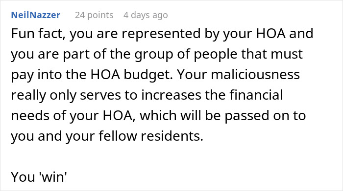 Person Maliciously Complies With HOA Rules, Ends Up Costing Them 16% Of The HOA Income