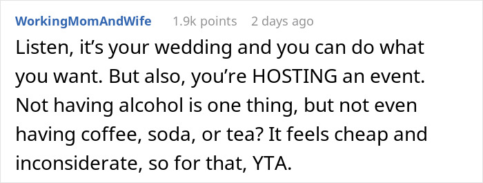 “Am I A Jerk For Having A Dry Wedding And Serving Only Water For Drinks?”: The Internet Gives This Engaged Woman A Reality Check “Am I A Jerk For Having A Dry Wedding And Serving Only Water For Drinks?”: The Internet Gives This Engaged Woman A Reality Check