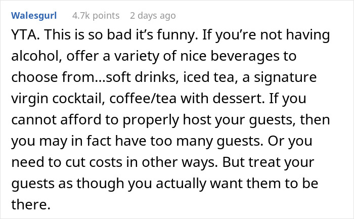 “Am I A Jerk For Having A Dry Wedding And Serving Only Water For Drinks?”: The Internet Gives This Engaged Woman A Reality Check “Am I A Jerk For Having A Dry Wedding And Serving Only Water For Drinks?”: The Internet Gives This Engaged Woman A Reality Check