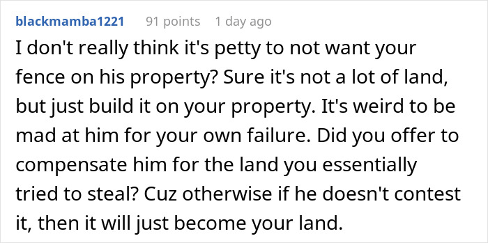 Guy Plots The Ultimate Retaliation Against His Neighbor Who Sued Him Over A Fence That Went 1.5 Inches Beyond The Property Line