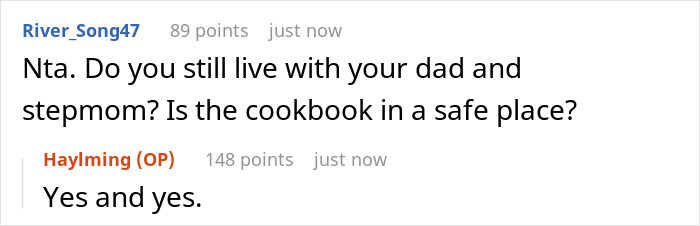 Dad Is Angry At Daughter For Not Sharing Late Mom’s Cookbook With Her Half Sister, Who He Had In An Affair