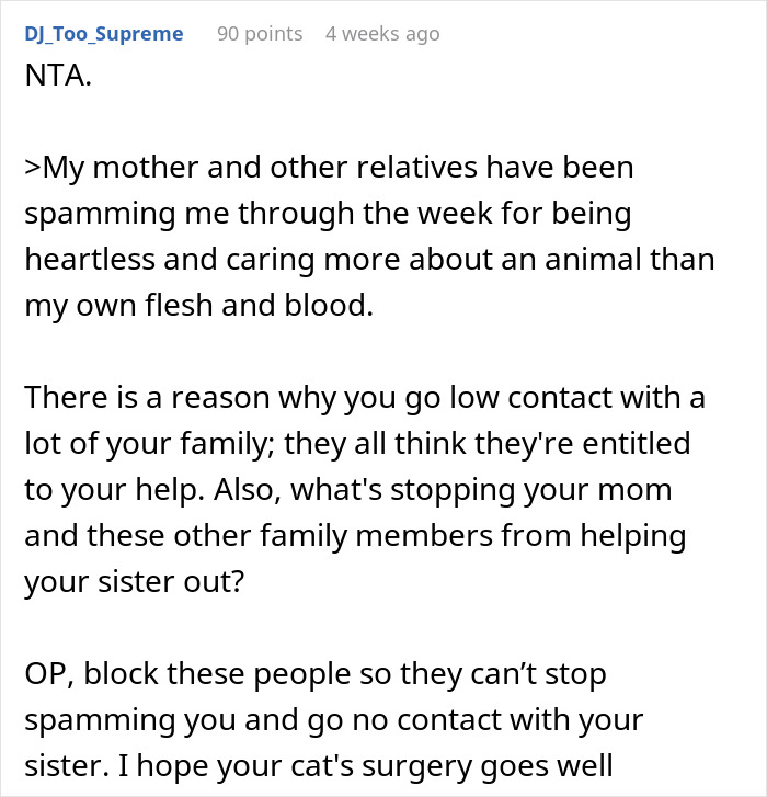Woman Goes Off On Sister, Calls Her A “Crazy Cat Lady That's Going To End Up Alone” For Refusing To Help Her Out Financially Woman Goes Off On Sister, Calls Her A “Crazy Cat Lady That's Going To End Up Alone” For Refusing To Help Her Out Financially