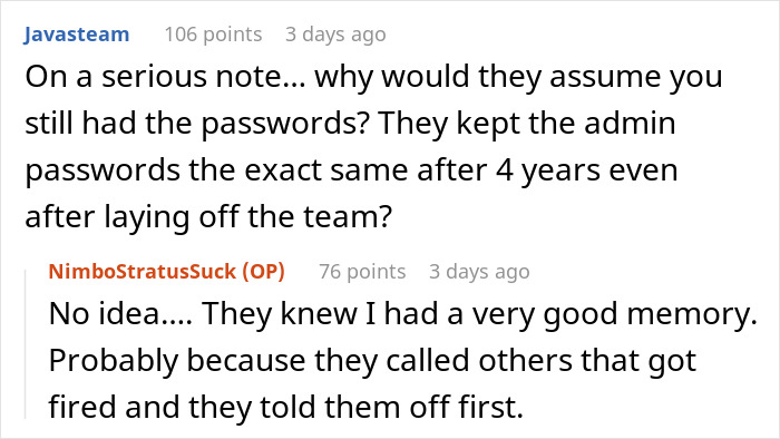 Company Demands Passwords From An Employee That Was Fired 4 Years Ago, Threatens To Sue Him Company Demands Passwords From An Employee That Was Fired 4 Years Ago, Threatens To Sue Him