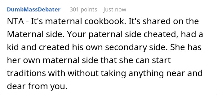 Dad Is Angry At Daughter For Not Sharing Late Mom’s Cookbook With Her Half Sister, Who He Had In An Affair Dad Is Angry At Daughter For Not Sharing Late Mom’s Cookbook With Her Half Sister, Who He Had In An Affair