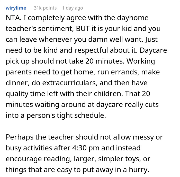 “[Am I The Jerk] For Telling My Child’s Daycare Teacher That My Child Won’t Finish Cleaning Up?”