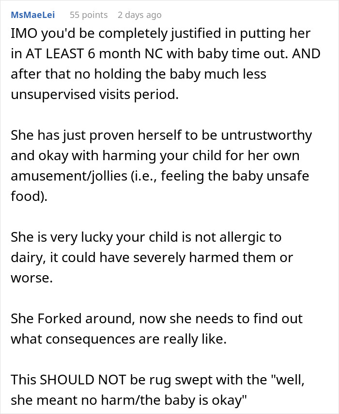 Woman Feeds 2-Month-Old Granddaughter Ice Cream Despite Her Parents Repeatedly Saying No, Is Not Ready For The Consequences
