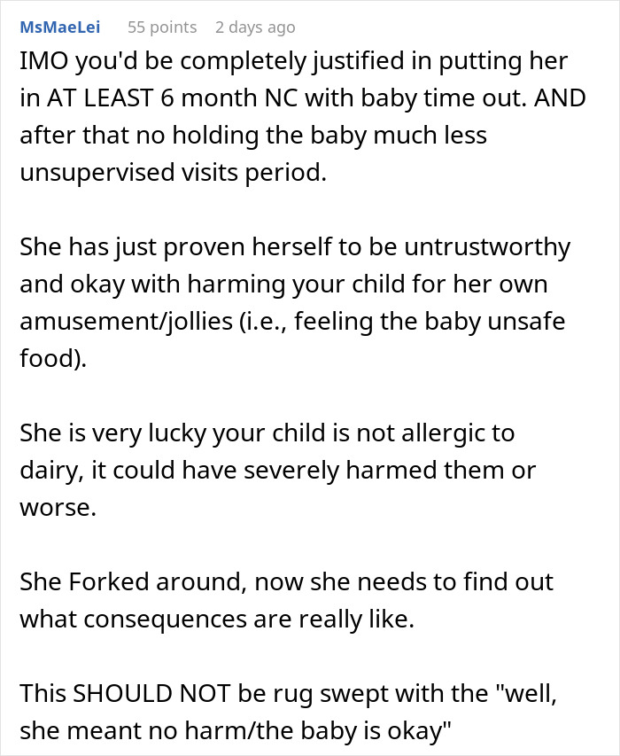 Woman Feeds 2-Month-Old Granddaughter Ice Cream Despite Her Parents Repeatedly Saying No, Is Not Ready For The Consequences Woman Feeds 2-Month-Old Granddaughter Ice Cream Despite Her Parents Repeatedly Saying No, Is Not Ready For The Consequences