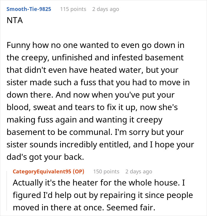 Mom Takes The Whole 2nd Floor For Her And Her 3 Kids, Leaves Sister With Horrible Basement, Drama Ensues When She Fixes It Up And Makes It Really Nice Mom Takes The Whole 2nd Floor For Her And Her 3 Kids, Leaves Sister With Horrible Basement, Drama Ensues When She Fixes It Up And Makes It Really Nice
