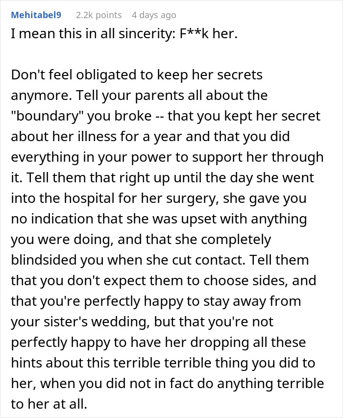 "She Said That My Anxiety Over Her Health Issues Was Too Much": Family Drama Arises As Woman Cuts Off Contact With Her 'Too Intrusive' Sibling "She Said That My Anxiety Over Her Health Issues Was Too Much": Family Drama Arises As Woman Cuts Off Contact With Her 'Too Intrusive' Sibling