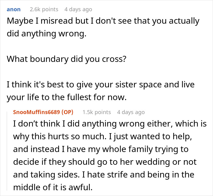"She Said That My Anxiety Over Her Health Issues Was Too Much": Family Drama Arises As Woman Cuts Off Contact With Her 'Too Intrusive' Sibling "She Said That My Anxiety Over Her Health Issues Was Too Much": Family Drama Arises As Woman Cuts Off Contact With Her 'Too Intrusive' Sibling