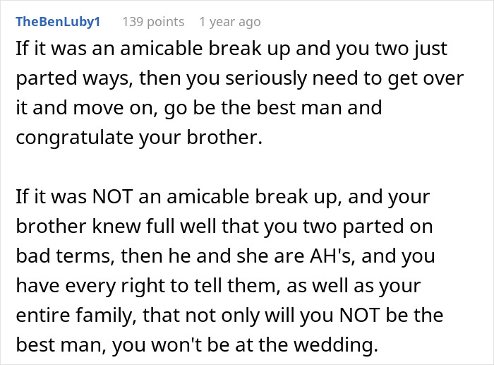 Guy Turns Down Twin Brother And Ex-Girlfriend’s Wedding Invitation, Asks If He’s Wrong