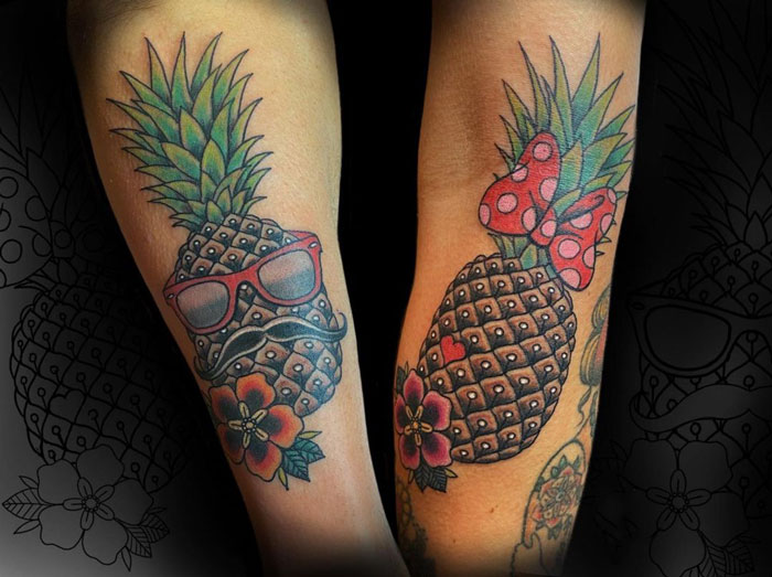 Mr & Mrs Pineapple. Couple Tattoos By At Ingohermann