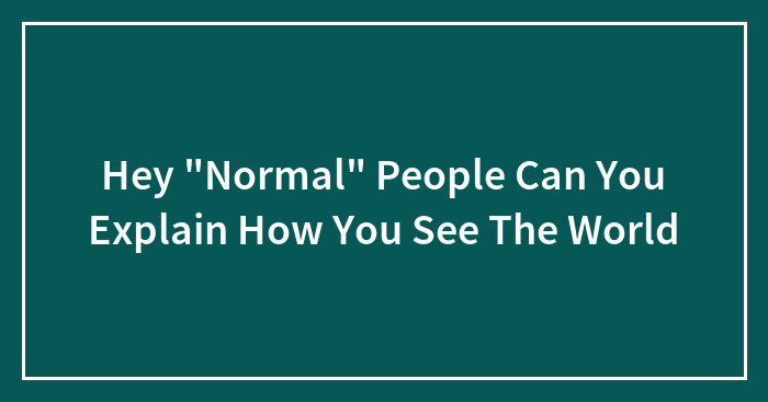 Hey “Normal” People Can You Explain How You See The World