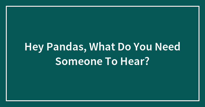 Hey Pandas, What Do You Need Someone To Hear? (Closed)