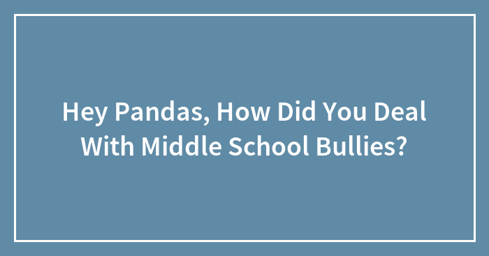 Hey Pandas, How Did You Deal With Middle School Bullies?