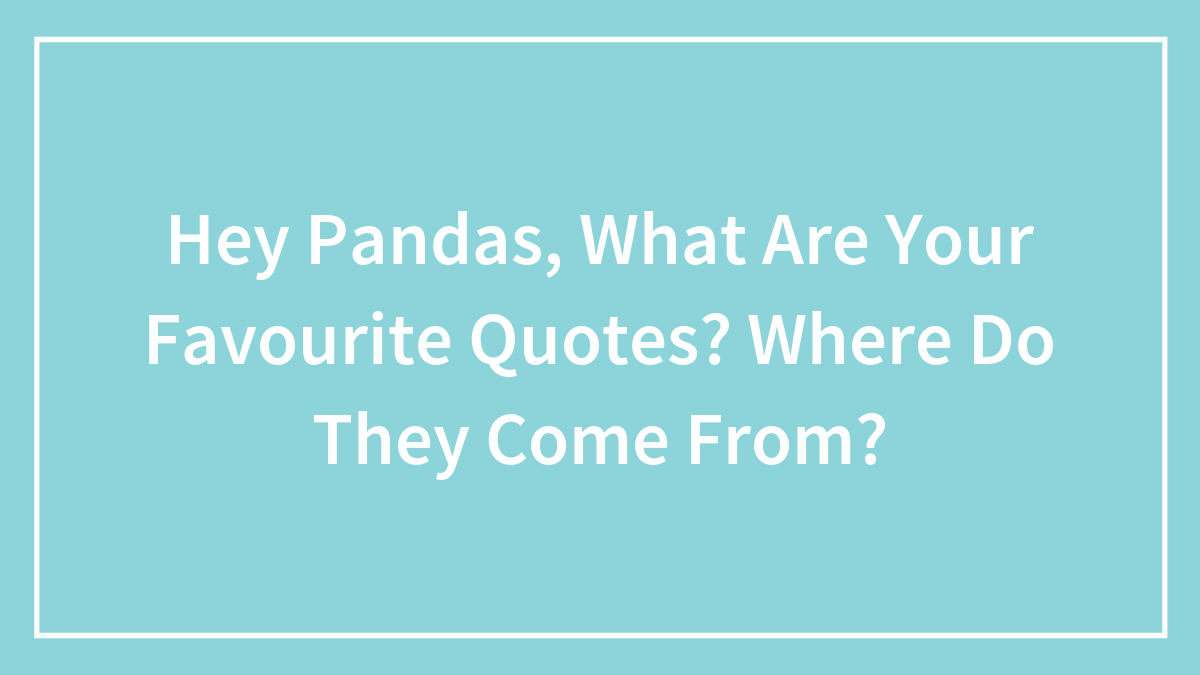 Hey Pandas, What Are Your Favourite Quotes? (Closed)